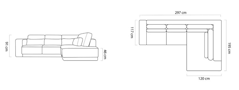 Sedacia súprava STARRY L – rozmery 297 x 195 cm, výška 91 cm, sed 46 cm